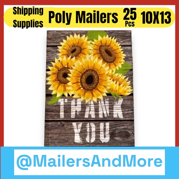 25 10X13 Poly Mailers Sunflower Thank You Shipping Envelopes PRICE IS FIRM Fall - Picture 4 of 5